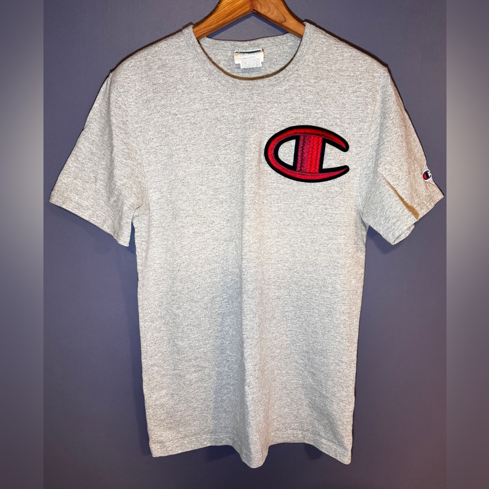 Vintage Champion Embroidered Big C Logo Men's T Shirt Size Small Single Stitch